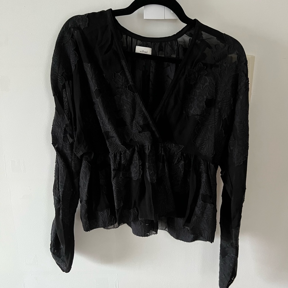 Wilfred peplum floral sheer top